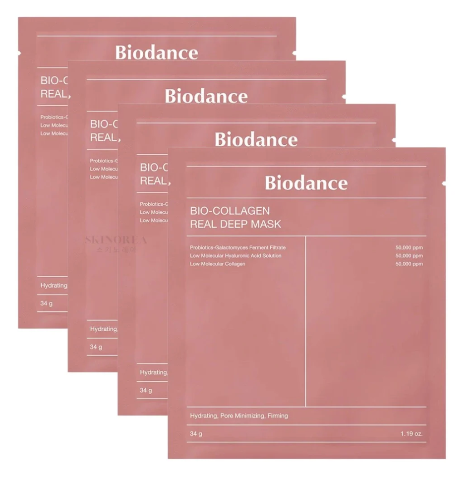 Masque de beauté au biocollagène -4 masques de beauté en tissu, 34 g pièce