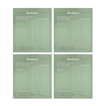 Masque de beauté rafraîchissant au kelp marin, 4 masques, 34 g chacun