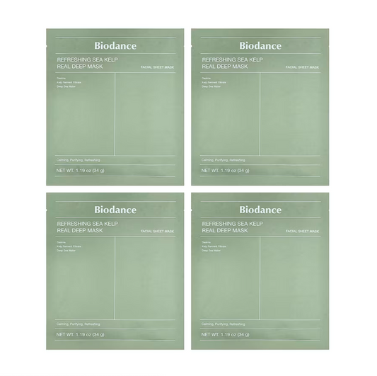 Masque de beauté rafraîchissant au kelp marin, 4 masques, 34 g chacun